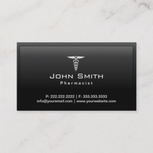 Pharmacist Caduceus Logo Professional Dark Business Card