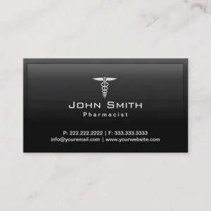 Pharmacist Caduceus Logo Professional Dark Business Card
