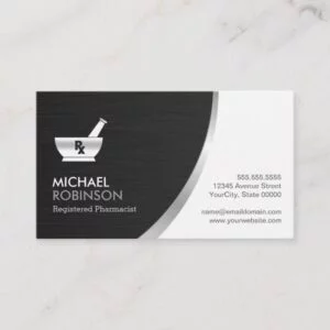 Pharmacy Pharmacist Logo - Modern Black Silver Business Card