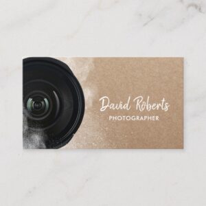 Photographer Black Camera Rustic Photography Business Card