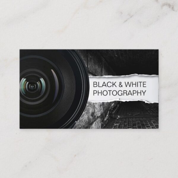 Photographer Elegant Black & White Photography Business Card