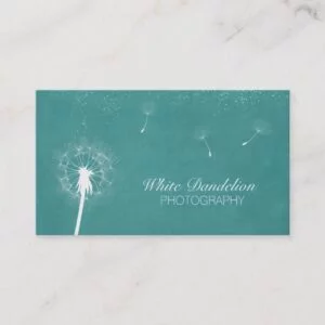 Photographer Stylish Teal Dandelion Photography Business Card