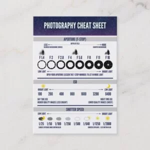 Photography Cheat Sheet Custom Business Card