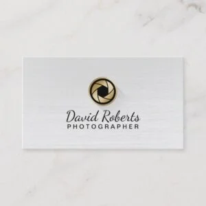 Photography Gold Camera Shutter Logo Professional Business Card