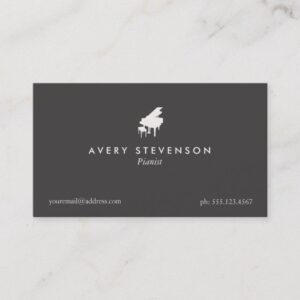 Pianist Elegant and Simple Black Piano Business Card