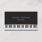 Pianist Elegant and Simple Black Piano Keys Business Card