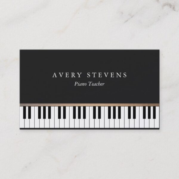Pianist Elegant and Simple Black Piano Keys Business Card