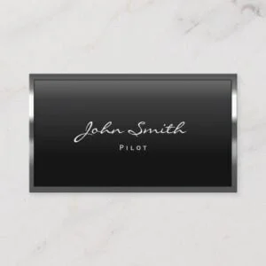 Pilot Aviator Modern Metal Border Professional Business Card