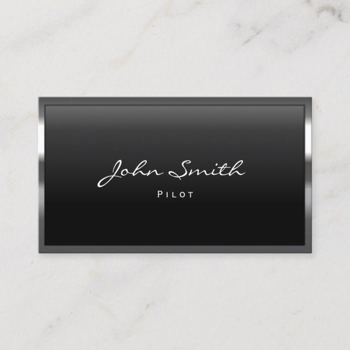 Pilot Aviator Modern Metal Border Professional Business Card