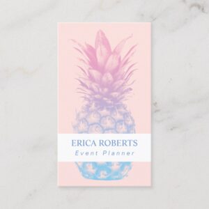 Pineapple Elegant Pink & Blue Event Planner Business Card