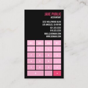 Pink Accountant Calculator Business Card