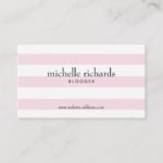 Pink and White Simply Striped Business Card