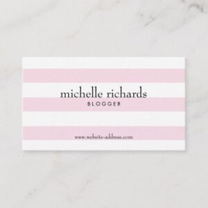 Pink and White Simply Striped Business Card