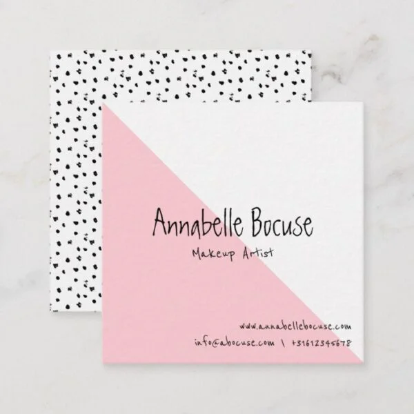 Pink Geometric Modern Girly Design Square Business Card