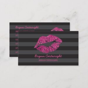 Pink Glitter Lips Makeup Beauty Consultant Glamour Business Card