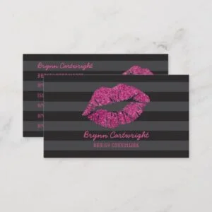 Pink Glitter Lips Makeup Beauty Consultant Glamour Business Card
