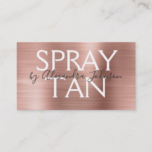 Pink & Rose Gold Brushed Metal Spray Tan Business Card