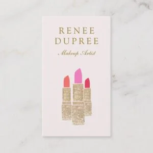 Pink Sequin Lipstick Makeup Artist Beauty Salon Business Card