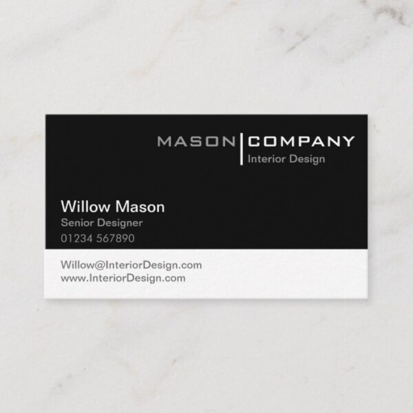 Plain Black and White Corporate Business Card