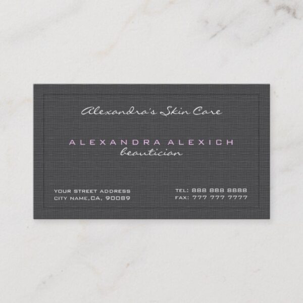 Plain Black & White Simple Linen Texture Business Card
