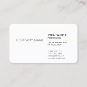 Plain Minimal Modern Professional Elegant White Business Card