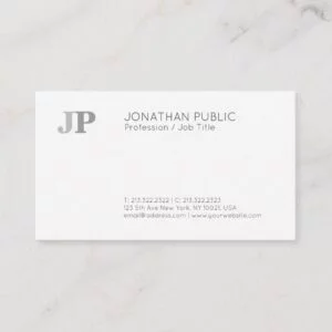 Plain Modern Elegant Monogram Chic Black White Business Card