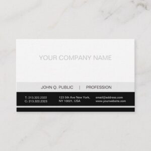Plain Modern Professional Black White Grey Matte Business Card