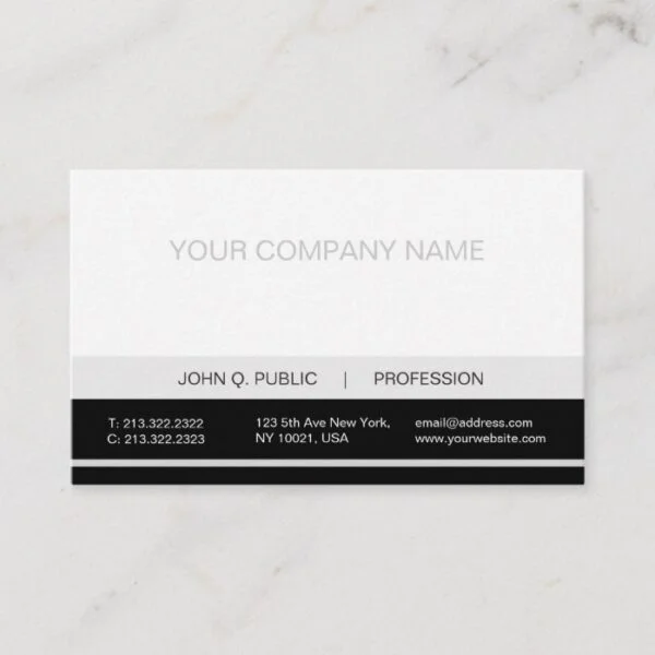 Plain Modern Professional Black White Grey Matte Business Card