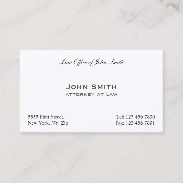 Plain Professional Elegant Attorney Law Office Business Card