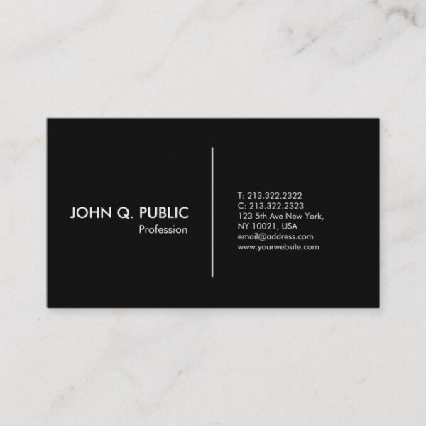 Plain Simple Black White Modern Professional Business Card