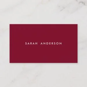 Plain simple burgundy minimalist professional business card