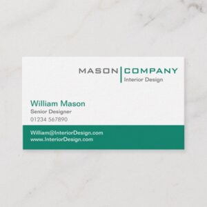 Plain Teal Green & White Corporate Stylish Card