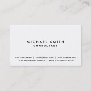 Plain White Elegant Professional Modern Simple Business Card