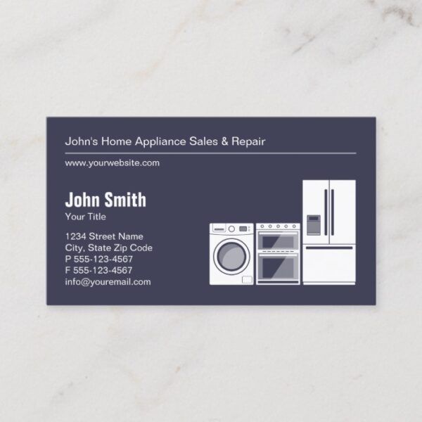 Professional Appliance Repair, Service and Sale Business Card