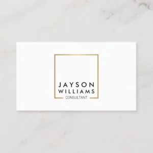 Professional Black and Faux Gold Square Logo I Business Card