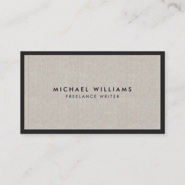 Professional Black and Tan Linen Business Card
