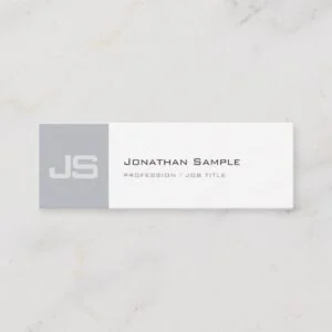 Professional Clean Chic Trendy Monogram Plain Mini Business Card