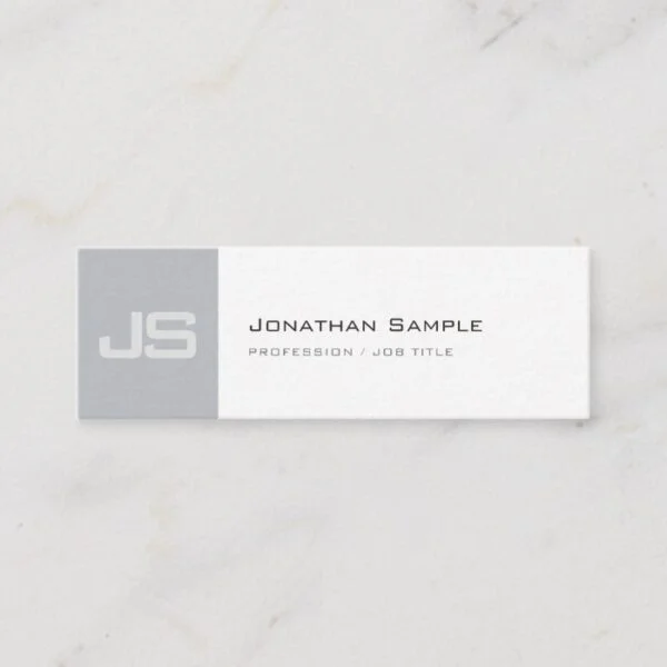 Professional Clean Chic Trendy Monogram Plain Mini Business Card