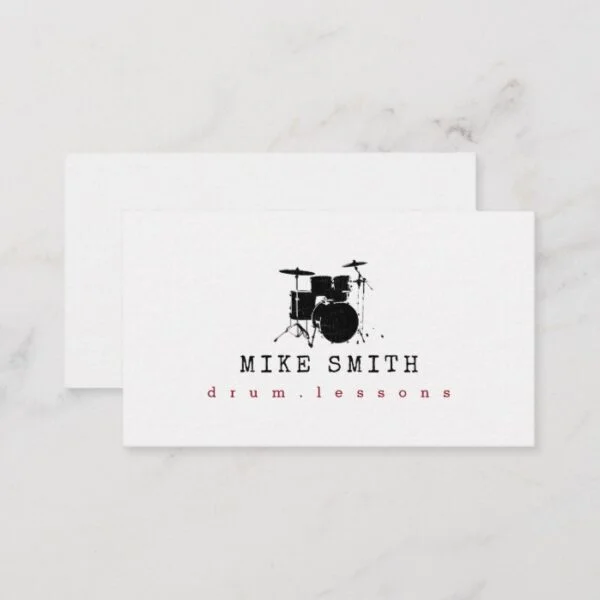 professional drum teacher . drummer business card
