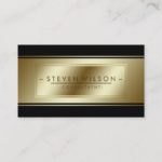 Professional Elegant Black Gold Faux Modern Business Card
