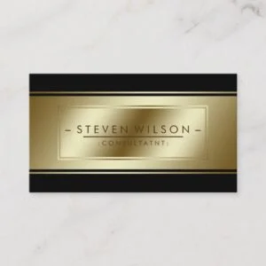 Professional Elegant Black Gold Faux Modern Business Card