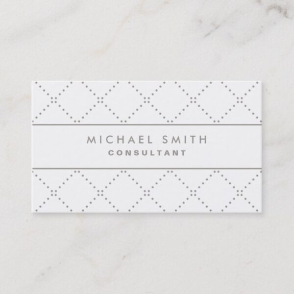Professional Elegant Dot Pattern White Simple Business Card