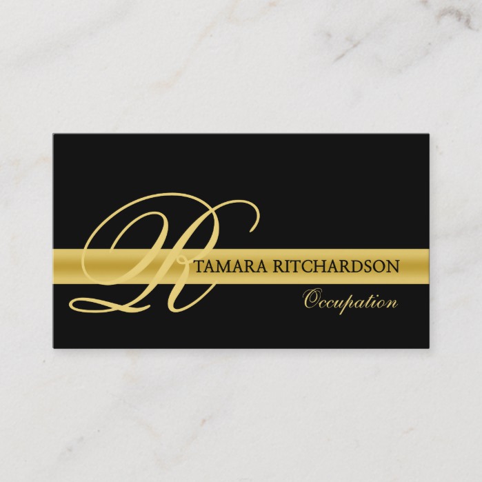 Luxury Business Card. Gold And Black Horizontal Business Card