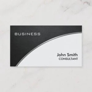 Professional Elegant Metal Black White Groupon Business Card
