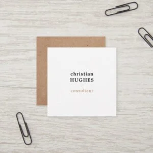 Professional Elegant Minimal Kraft Brown White Square Business Card