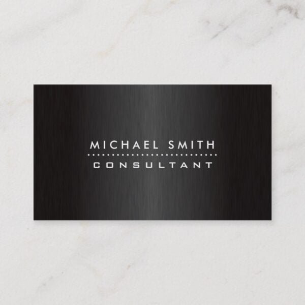 Professional Elegant Modern Black  Brushed Metal Business Card