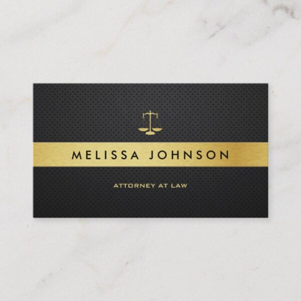 Professional Elegant Modern Black & Gold Attorney Business Card
