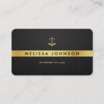Professional Elegant Modern Black & Gold Attorney Business Card
