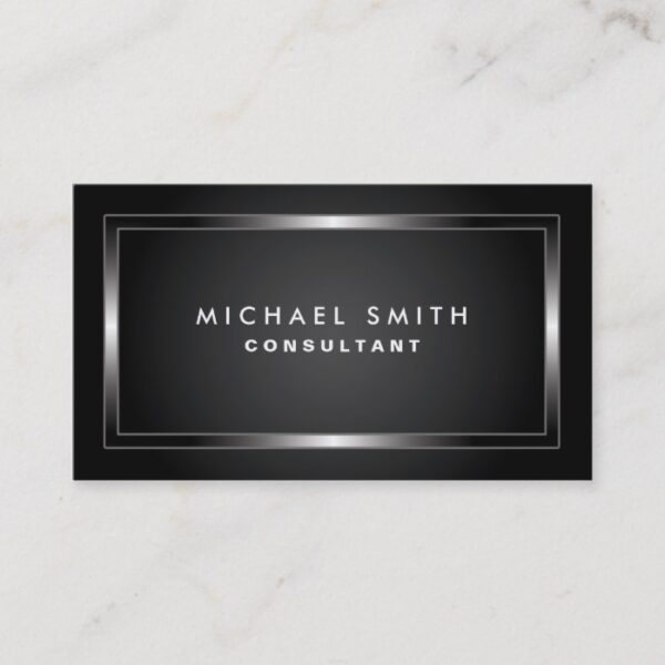 Professional Elegant Modern Black Plain Simple Business Card