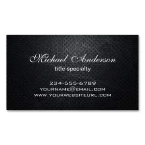 Professional Elegant Modern Black Scratched Metal Magnetic Business Card